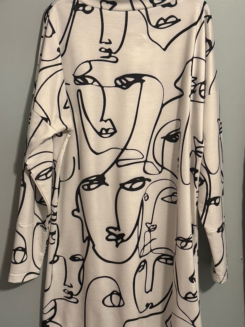 Abstract Face Print White Mini Dress - Picture 5 of 5